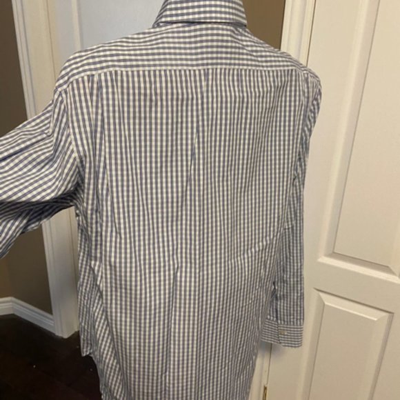 Kiton Men's Dress Shirt Blue Plaid Pattern in Size 17/43 EUC - Picture 5 of 16